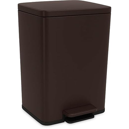 Simpli-Magic 50 Liter / 13.2 Gallon Soft-Close, Smudge Resistant Trash Can with Foot Pedal and Built in Filter- Brown