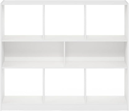 Furinno DALY Book Shelf, 8-Cube Bookshelf, Horizontal Cube Storage Organizer Bookcasde, 10.9 x 47.2 x 39.4, for Living Room, Bedroom, Home Office, White