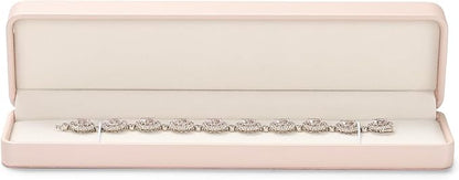 Oirlv Luxury Leather Long Chain Bracelet Necklace Storage Box Velvet Interior Gift Case, Premium Gorgeous Jewelry Display Box for Wedding,Engagement,Proposal,Birthday(Pink)