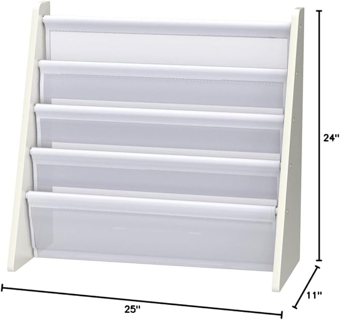 Humble Crew Kids Bookshelf, 4-Tier Front-Facing Book Display Organizer, Montessori Toddler Bookcase for Playroom, Bedroom & Reading Corner, White Wood/White