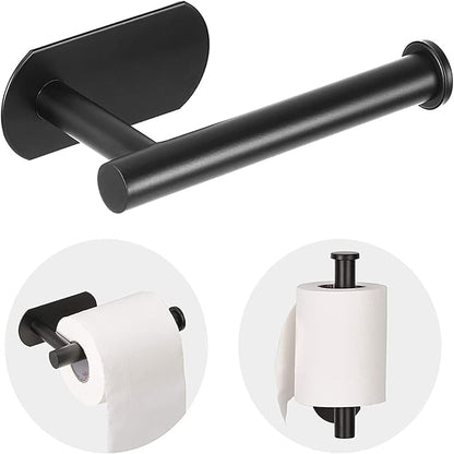JOPOFI Toilet Paper Holder - Self Adhesive Toilet Paper Holder Wall Mount for Bathroom, Command Strip Stainless Steel Toilet Paper Roll Holder Stick On Wall, No Drilling - Matte Black