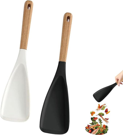 Cedar and Ash Spoon, Cedar and Ash Spoonula, 3 in 1 Spatula Spoons Silicone for Nonstick Cookware, Ergonomic Grip, Ideal for Stirring, Mixing (Black+White)