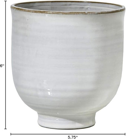 Serene Spaces Living Medium Glazed Ceramic Pedestal Bowl- Centerpiece for Vintage Weddings, Events, Measures 6" Tall and 5.75" Diameter