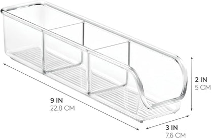 iDesign Plastic Packet Organizer Kitchen Storage Containers for Sugar, Salt, Pepper, Sweeteners, Tea Bags, Spices, The Linus Collection, 1 Count (Pack of 2), Clear