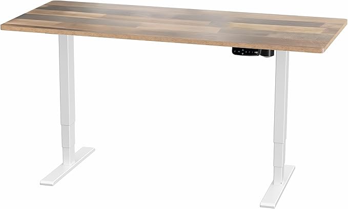 VIVO Electric 71 x 30 in Standing Desk, Touch Screen Adjustment, 176 lb Frame Support, 2E Series, Reclaimed Wood Top White Frame, DESK-KIT-2EW71P