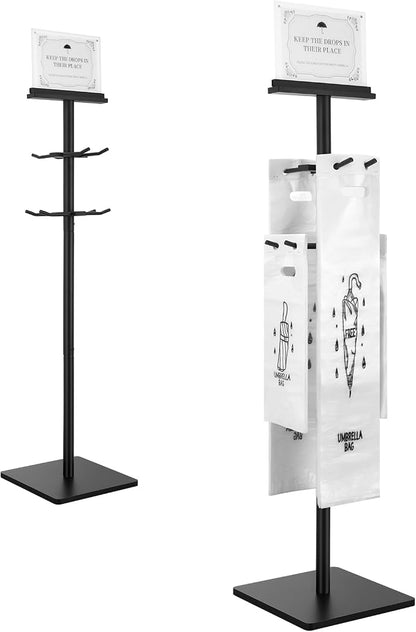Wet Umbrella Bag Stand with Free 400 Bags Disposable,Dual Size Umbrella Bags Disposable with Metal Holders for signs,Commercial Wet Bag Wrapper Holder Indoor Entryway