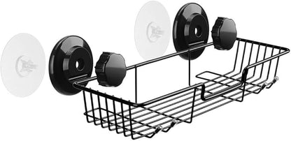 SANNO Suction Cups Shower Caddy, Bathroom Storage Combo Organizer,Rustproof Wire Basket for Kitchen Bathroom Accessories - Stainless Steel,Black