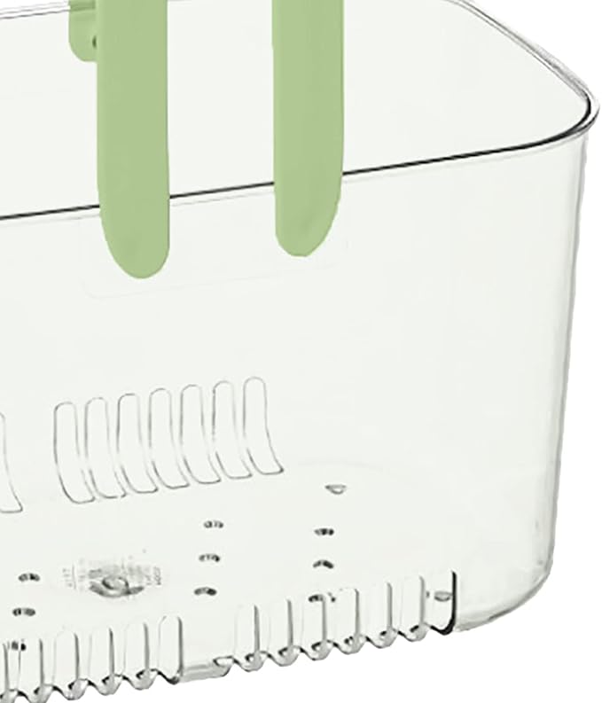 Portable Shower Caddy, Plastic Storage Basket with Handle Box Organizer Bin Drainage Toiletry Tote Bag for Bathroom, Kitchen, College, Gym, Camp (Green)