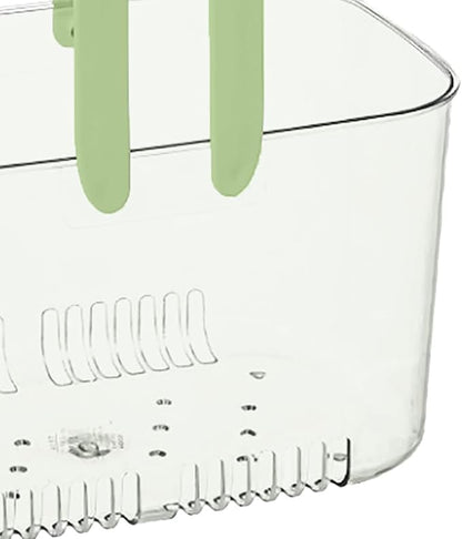 Portable Shower Caddy, Plastic Storage Basket with Handle Box Organizer Bin Drainage Toiletry Tote Bag for Bathroom, Kitchen, College, Gym, Camp (Green)