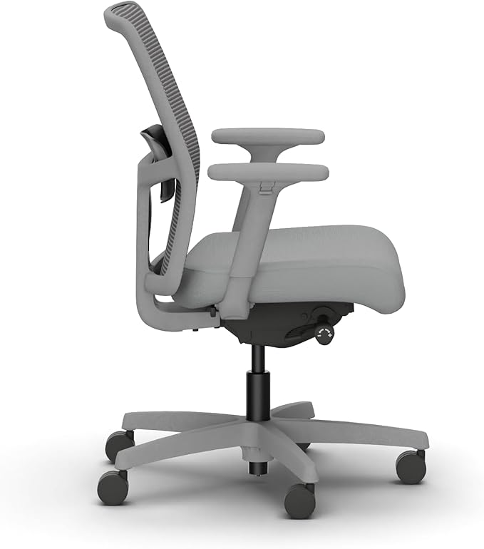 HON Ignition 2.0 Mesh Ergonomic Office Chair, Synchro-Tilt Control with Seat Slider, Home Office Desk Chairs, Adjustable Arms and Lumbar Support, Charcoal Mesh Back, Ash Seat Fabric, Titanium Frame