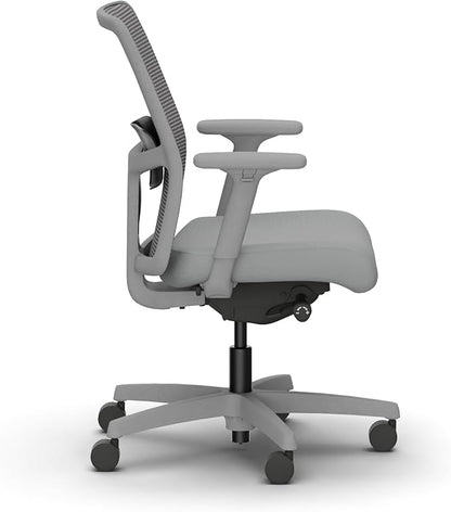HON Ignition 2.0 Mesh Ergonomic Office Chair, Synchro-Tilt Control with Seat Slider, Home Office Desk Chairs, Adjustable Arms and Lumbar Support, Charcoal Mesh Back, Ash Seat Fabric, Titanium Frame