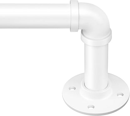 Zeerobee Curtain Rods for Windows 32 to 72, 1 Inch Industrial Wrap Around White Curtain Rod, Indoor/Outdoor Room Divider Adjustable Drapery Pole, 32"-72"