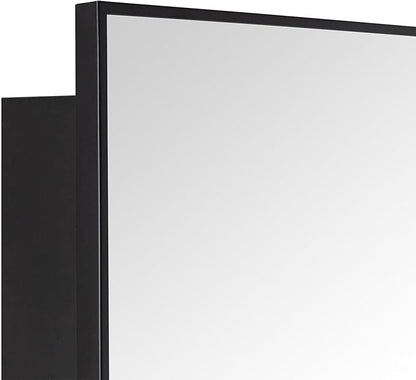 TEHOME 16.5'' x 24'' Black Recessed and Surface Mount Bathroom Medicine Cabinet with Mirror Matt Black Square Cornered Metal Framed Rounded Rectangle Medicine Cabinet Mirror