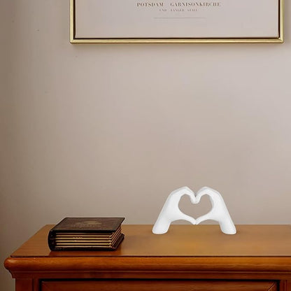 Small White Decor,Resin Heart Hands Sculpture for Living Room Bedroom Bookshelf Shelves Office Desk Decor,Love Finger Modern Statue for Wedding Decorations,Unique Birthday for Women Girls.