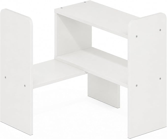 Furinno Classic Desk Organizers and Accessories, Office Organization, Desk Top Book Shelf, for Office Supplies, Office Desk Accessories, Plain White