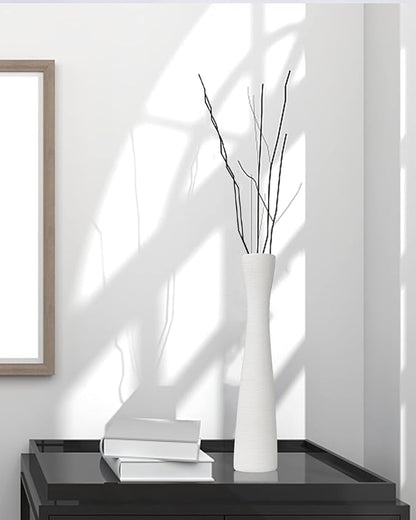 Tall White Vase 16 Inch Skinny Flower Vases, Handmade Ceramic Vase Modern Minimalist Style for Living Room, Home, Office, Centerpiece,Table, Wedding Party