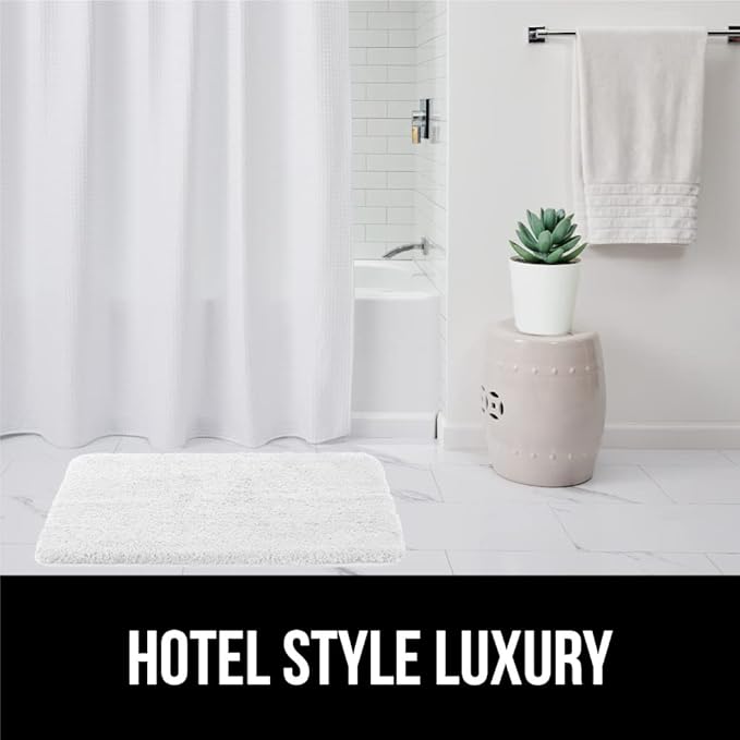 GORILLA GRIP Waffle Shower Curtain, Thick Weighted Fabric, 72x78, Wrinkle and Rust Resistant, Classic Hotel Quality Design, Heavy Duty Long Curtains for Bathroom Showers, Bath Tubs, Machine Wash White