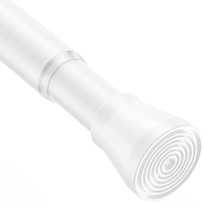 AIZESI Shower Rod 34-59 Inch - Non-Slip, No Drill spring curtain tension rod Never Rust Adjustable Tension Curtain Rod, White Shower Curtain Rod
