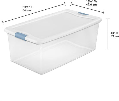 Sterilite 24-Pack Latching Box, Under Bed Storage Bins with Lids, Clear Plastic, 106 Quart - Heavy-Duty Organizing Containers for Closet, Bathroom, and Office