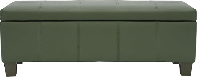 51 Inch Storage Ottoman, Storage Bench with Safety Hinge, Upholstered Synthetic Leather Ottoman Bench for Bedroom, Living Room, Entryway, Hallway, Foot Rest, Support 500lbs