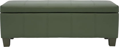 51 Inch Storage Ottoman, Storage Bench with Safety Hinge, Upholstered Synthetic Leather Ottoman Bench for Bedroom, Living Room, Entryway, Hallway, Foot Rest, Support 500lbs