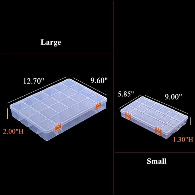 BangQiao 3 Pack Mixed Size Clear Plastic Storage Box Organizer Case with Fixed Compartment for Small Parts, Jewelry, Diamond, Craft Supplies, Sewing Kit, DIY Accessories