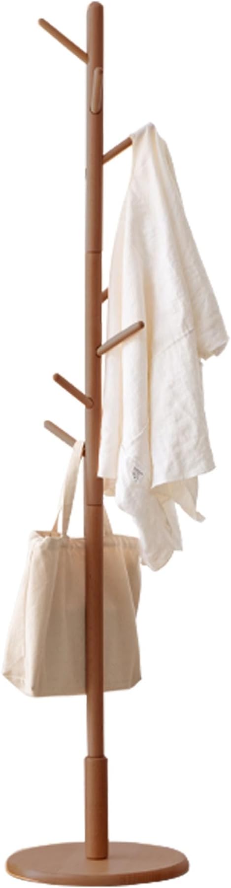 Solid Wood Coat Rack, Freestanding Coat Rack for Entryway, Hallway, Home Office, Living Room, Bedroom, 15" x 15" x 67.3", Beech Wood, Walnut