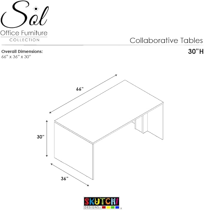 SKUTCHI DESIGNS INC. 4 Person Collaboration Table | Face-to-Face Desk | 36x66 All Laminate Team Desk with Power and Data| Asian Night White Cypress and Black