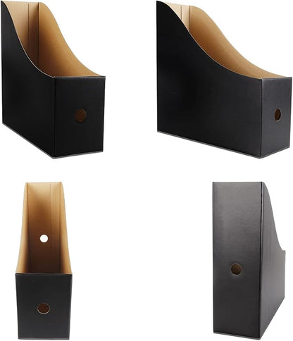 Limitliho Magazine Holde, Magazine File Holder for Home, Office, Desk, 10.6'' H×10.2'' L ×3.5''W Magazine Storage Box (Black, 2 Pack)