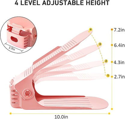 Shoe Slots Organizer 36 Pack - Shoe Organizer Space Saver 50%,Adjustable Thickening Shoe Stackers for a pair of Shoes,Shoe Storage Shoe Rack Holder for closet organization,organizador de zapatos,Pink