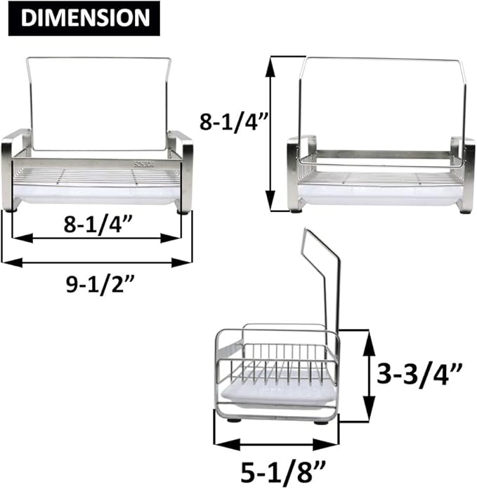 kaileyouxiangongsi Sponge Holder - Kitchen Sink Organizer - Sink Caddy - Sink Tray - SUS304 Stainless Steel Soap Holder,9.45 x5.15 x8.1 inches,Large Size