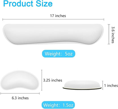 Dapesuom Keyboard Wrist Rest Set, Cute PU Leather Wrist Cushion for Computer Keyboard and Mousepad, Memory Foam Mouse Pad Rests Support with Non-Slip Base for Typing Pain Relief, Laptop, Ivory White