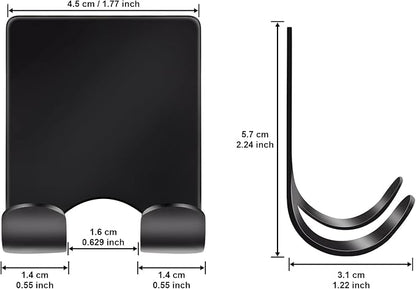 Diesisa Razor Holder 304 Stainless Steel for Shower + Adhesive Sticky Heavy Duty Waterproof Wall Hooks, Premium for Hanging Towels, Coat, hat (2+2 Pack) - Black