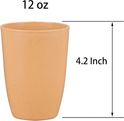 Wheat Straw Reusable Cup (12 oz) - Unbreakable Drinking Glasses Sets - Dishwasher Safe Tumbler - Lightweight, BPA Free and Eco friendly (6Pcs/6Color)