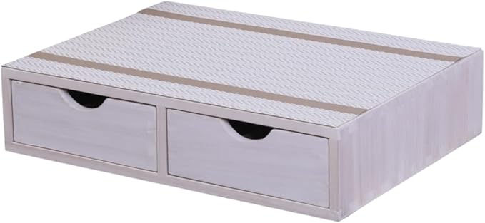 DDYURI Kitchen Storage Organizer with 2 Drawers for Coffee Brew K Cup/Coffee Pod Holder - Office Organization Drawer for Desk, Multi-Purpose Mini Wood Cabinet Countertop Stand Shelf CF1D2C White