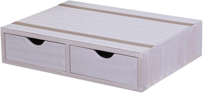 DDYURI Kitchen Storage Organizer with 2 Drawers for Coffee Brew K Cup/Coffee Pod Holder - Office Organization Drawer for Desk, Multi-Purpose Mini Wood Cabinet Countertop Stand Shelf CF1D2C White