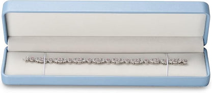 Oirlv Luxury Leather Long Chain Bracelet Necklace Storage Box Velvet Interior Gift Case, Premium Gorgeous Jewelry Display Box for Wedding,Engagement,Proposal,Birthday and Anniversary(Sky Blue)