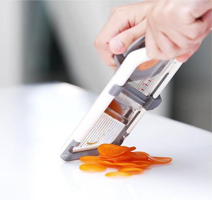 ZKIRON Handheld Mandoline Slicer for Kitchen - Adjustable 1-3mm Slicer Vegetable Cutter with Safety Hand Guard, Compact Potato Onion & Cucumber Slicer for Salads, Small-Medium Veggies & Meal Prep