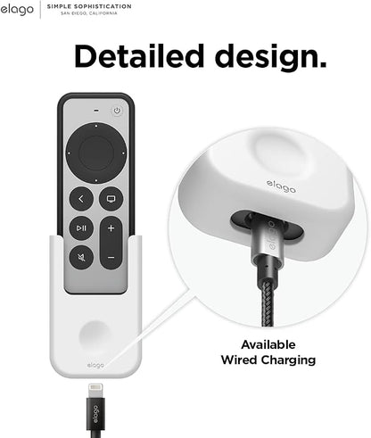 elago Universal Remote Holder Mount Compatible with Apple TV and All Other Control Devices - Adhesive Tape or Screw Mounting Options, Available Wired Charging [Small] [3rd & 2nd Gen] [White]
