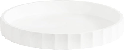 Kate and Laurel Lissi Decorative Round Tray with Wavy Design; 16 Inch Diameter; White; Modern Scalloped Circle Serving Tray for Coffee Table Ottoman; Dining Table; or Entryway Catch-All Tray