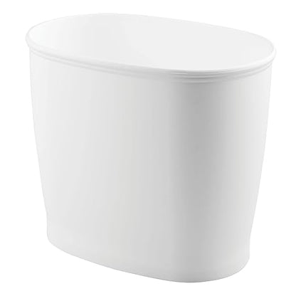 iDesign Slim Plastic Bathroom Trash Can, Small Garbage Bin for Bedroom, Office, Desk, Dorm, White