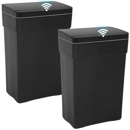BestOffice 13 Gallon Trash Can Automatic Kitchen Trash Can Touch Free High-Capacity Garbage Can with Lid for Bedroom Bathroom Home Office 50 Liter (Black, 1) (2, Black)