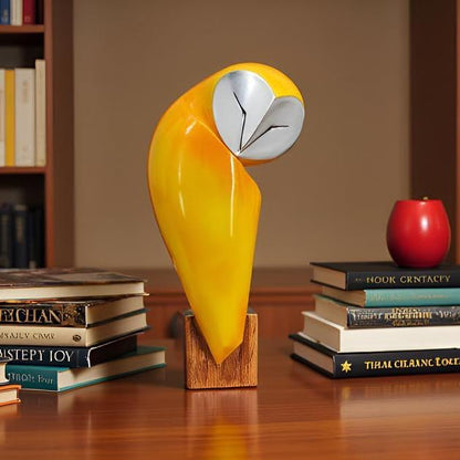 15 Inch Owl Statue for Home Decor Accents Office Decor, Handmade Resin Owl Sculpture for Bookshelf Desktop Mantel Cabinet Living Room Bedroom Decorations