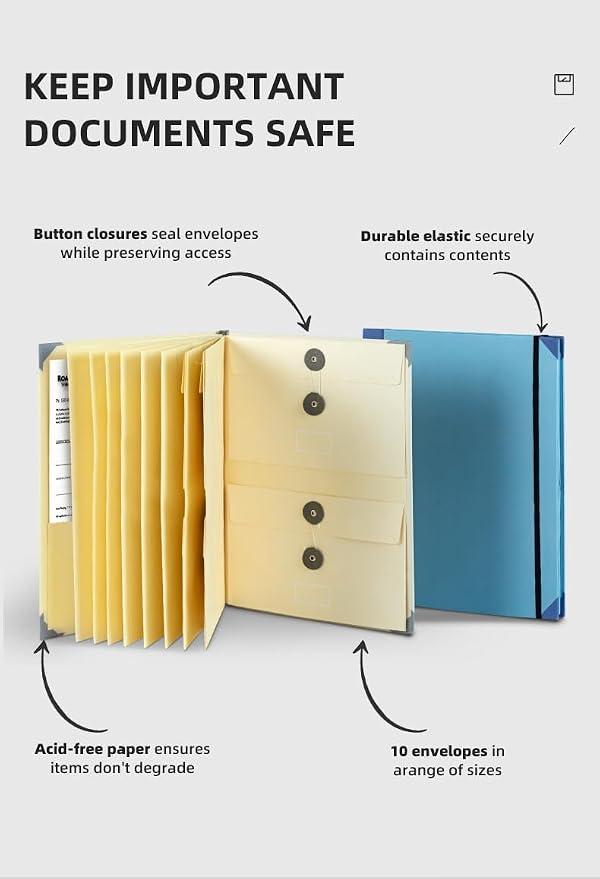 Important Document Organizer, The Life Book Document Organizer - Binder for Important Documents, Document Organizer Foliofor Bills Checks Birth Certificates etc