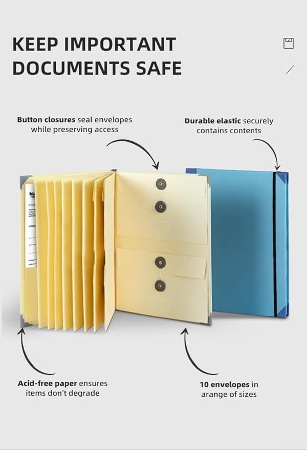 Important Document Organizer, The Life Book Document Organizer - Binder for Important Documents, Document Organizer Foliofor Bills Checks Birth Certificates etc