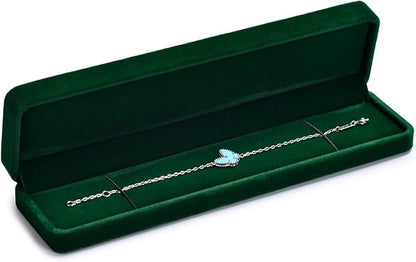 Green Small Long Chain Velvet Jewelry Gift Box for Necklace & Bracelet
