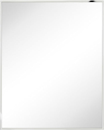 TEHOME 24'' x 30'' Polished Nickel Recessed and Surface Mount Bathroom Medicine Cabinet with Mirror Square Cornered Metal Framed Rounded Rectangle Medicine Cabinet Mirror