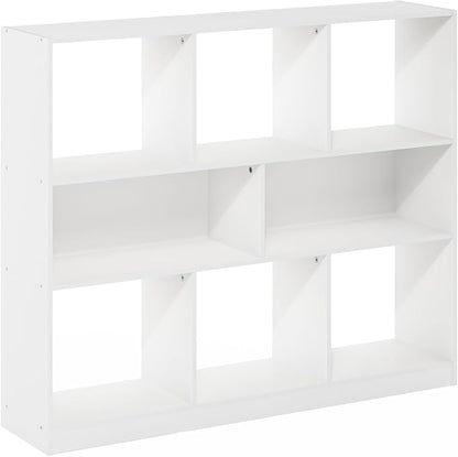 Furinno DALY Book Shelf, 8-Cube Bookshelf, Horizontal Cube Storage Organizer Bookcasde, 10.9 x 47.2 x 39.4, for Living Room, Bedroom, Home Office, White