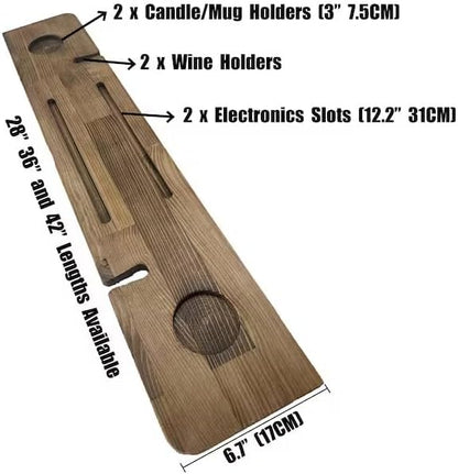 Handmade Wooden Bathtub Tray - 3 Different Size Options - Rustic Structure - Water Insulator - Bath Tray Caddy with Wine Glass Holder (36", NATURAL MAHOGANY)