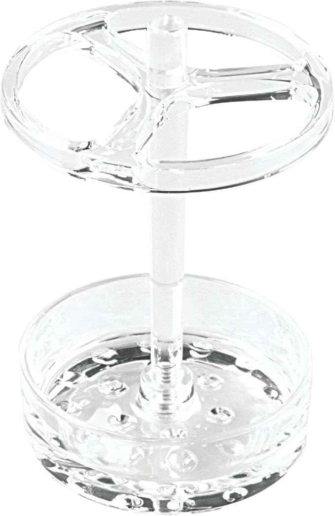 iDesign Toothbrush Holder for Normal to Large Toothbrushes, Spin Brushes, and Toothpaste, The Eva Collection - 3.75" x 3.75" x 5.75", Clear